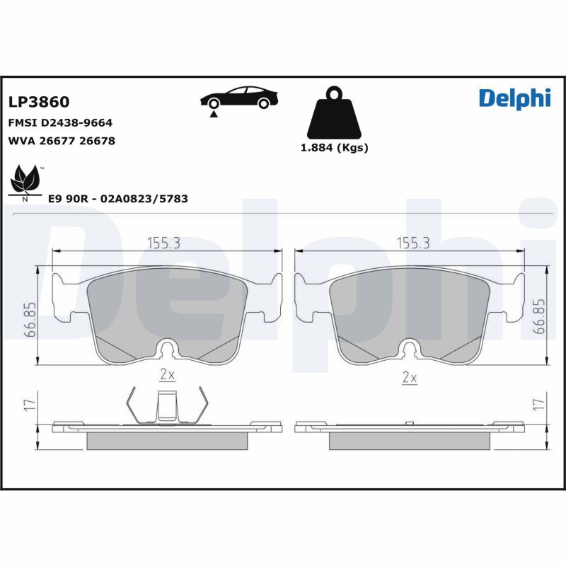 DELPHI LP3860 Brake Pad Set, disc brake