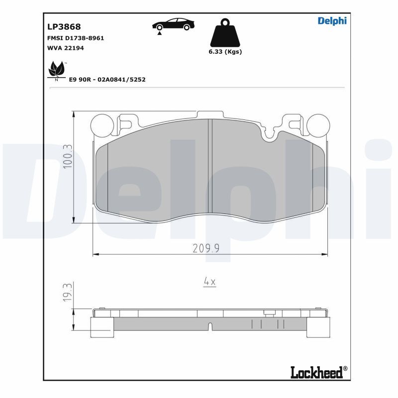 DELPHI LP3868 Brake Pad Set, disc brake