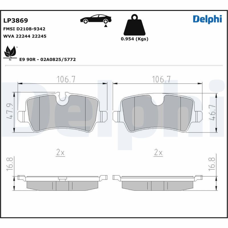 DELPHI LP3869 Brake Pad Set, disc brake