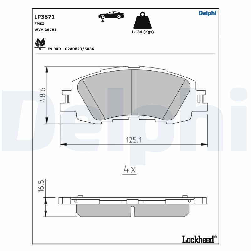 DELPHI LP3871 Brake Pad Set, disc brake