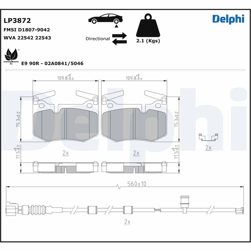DELPHI LP3872 Brake Pad Set, disc brake