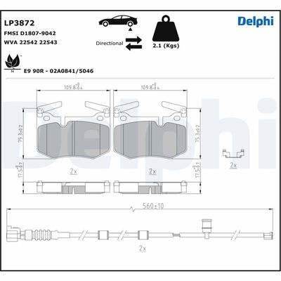 Brake Pad Set, disc brake DELPHI LP3872