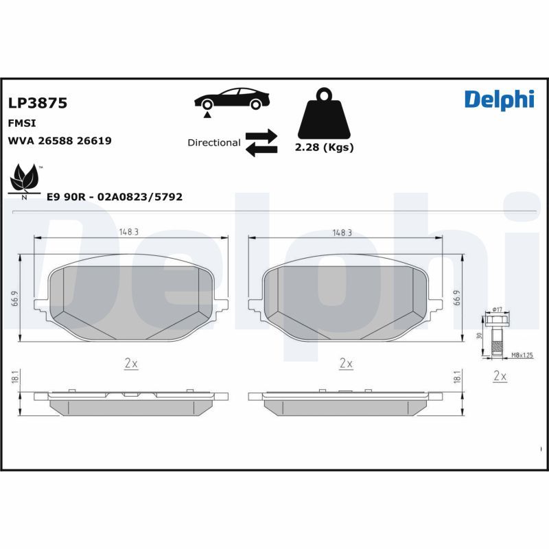 DELPHI LP3875 Brake Pad Set, disc brake