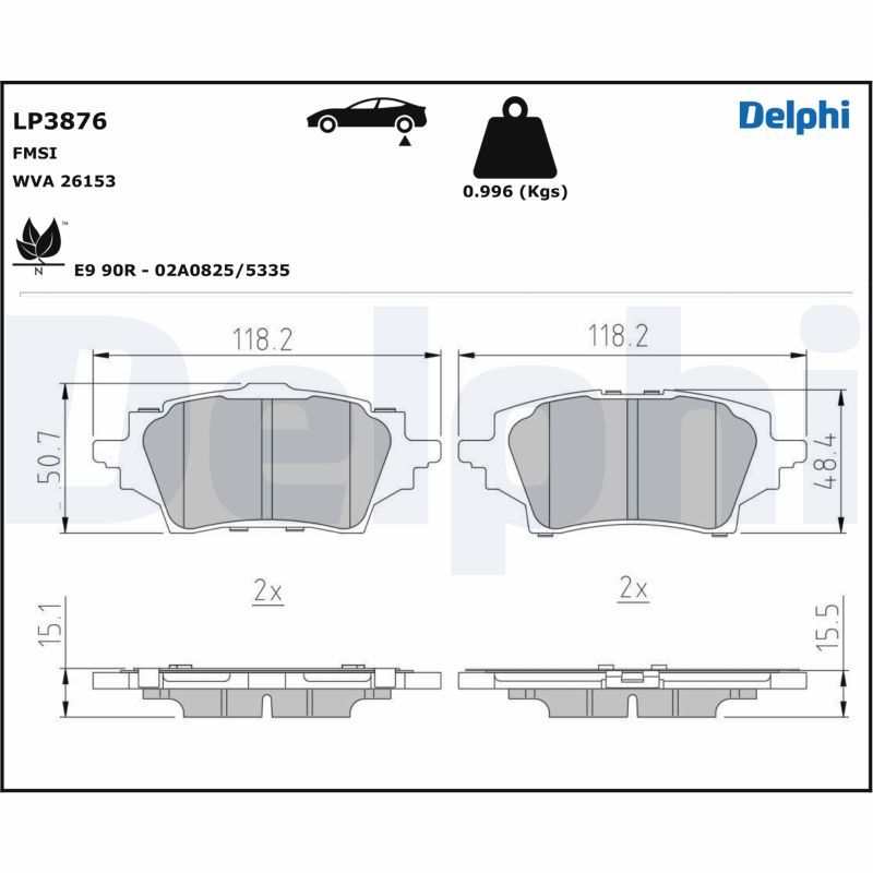 DELPHI LP3876 Brake Pad Set, disc brake
