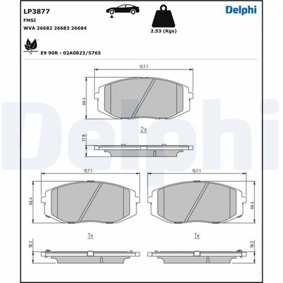 Brake Pad Set, disc brake DELPHI LP3877