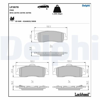 Brake Pad Set, disc brake DELPHI LP3878