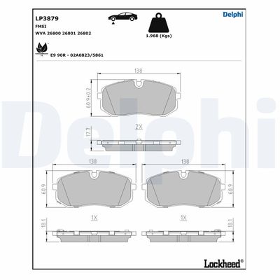 Brake Pad Set, disc brake DELPHI LP3879