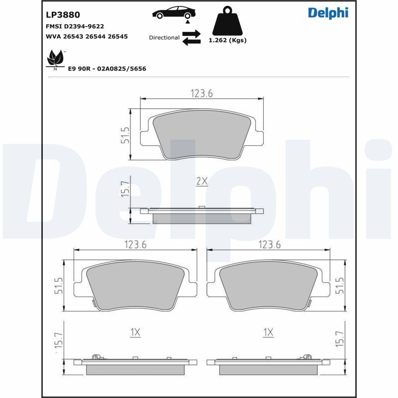 DELPHI LP3880 Brake Pad Set, disc brake