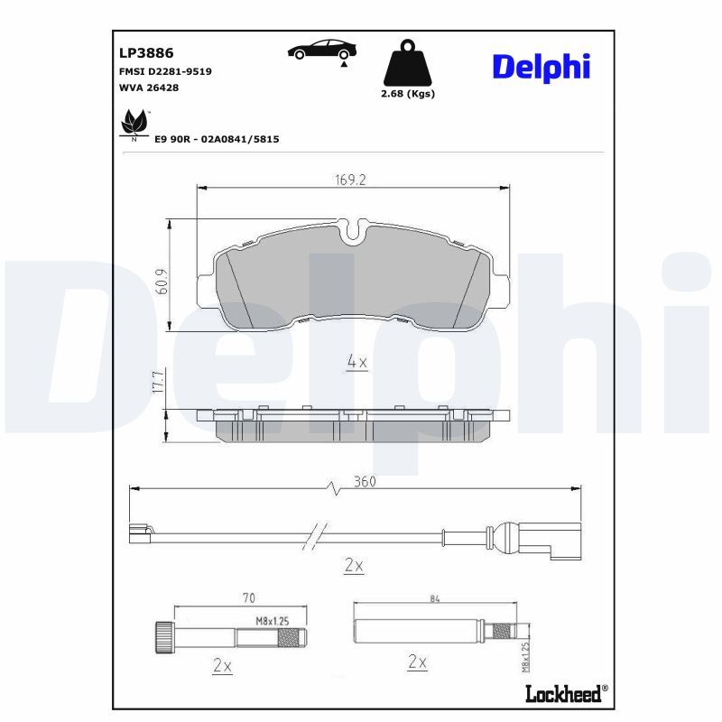 DELPHI LP3886 Brake Pad Set, disc brake