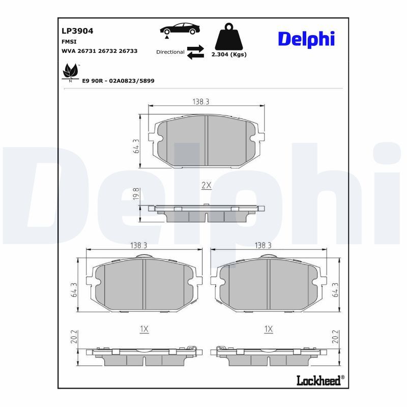 DELPHI LP3904 Brake Pad Set, disc brake