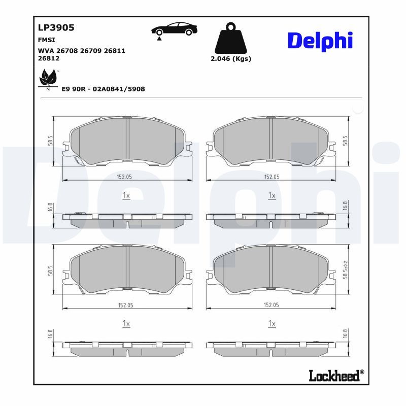 DELPHI LP3905 Brake Pad Set, disc brake