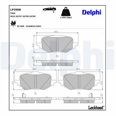 Brake Pad Set, disc brake DELPHI LP3908