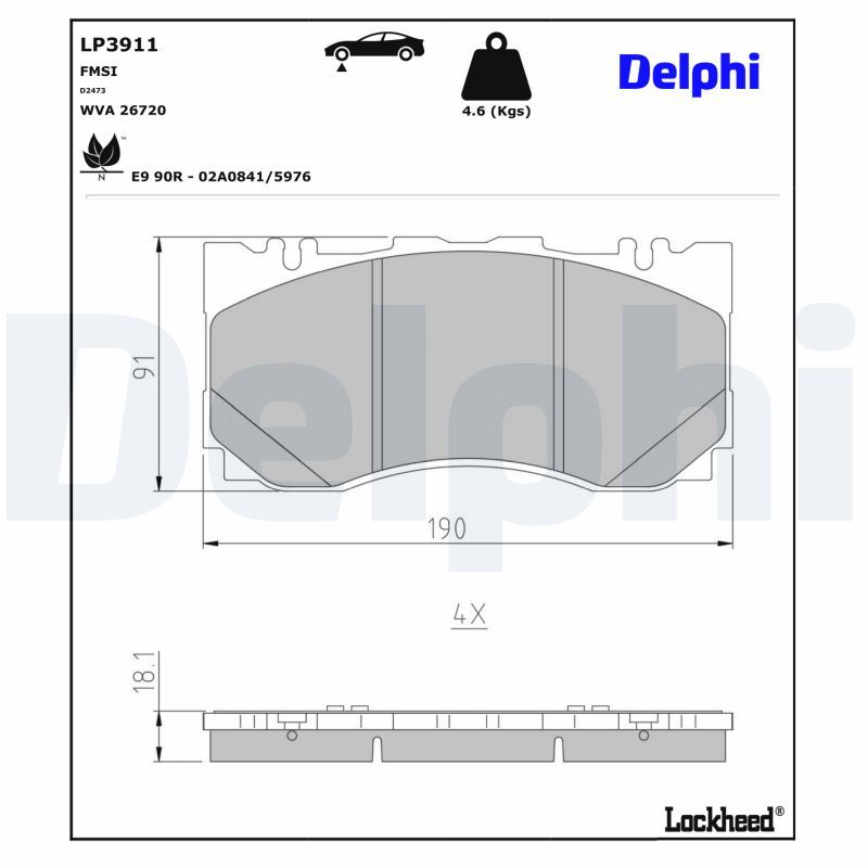 DELPHI LP3911 Brake Pad Set, disc brake