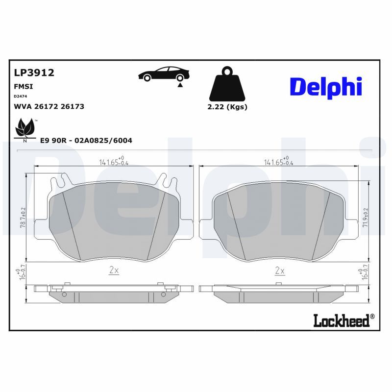 DELPHI LP3912 Brake Pad Set, disc brake