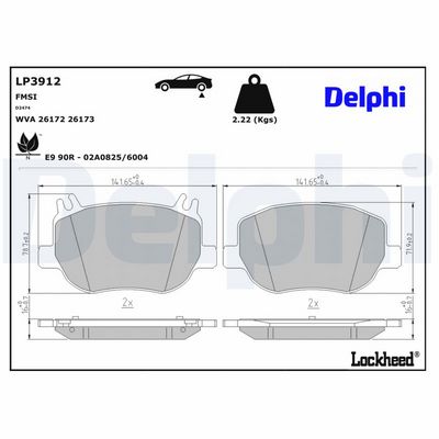 Brake Pad Set, disc brake DELPHI LP3912