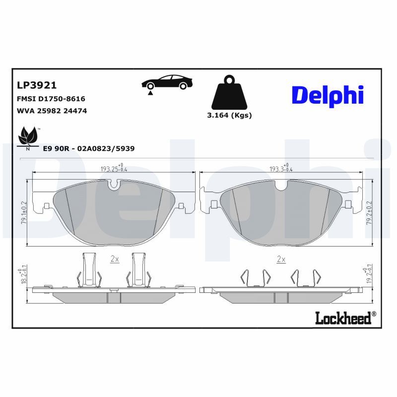 DELPHI LP3921 Brake Pad Set, disc brake