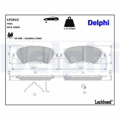 Brake Pad Set, disc brake DELPHI LP3922