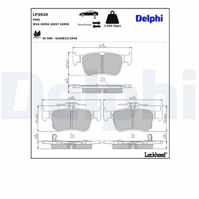Brake Pad Set, disc brake DELPHI LP3929