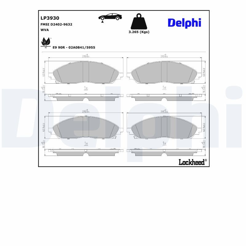 DELPHI LP3930 Brake Pad Set, disc brake