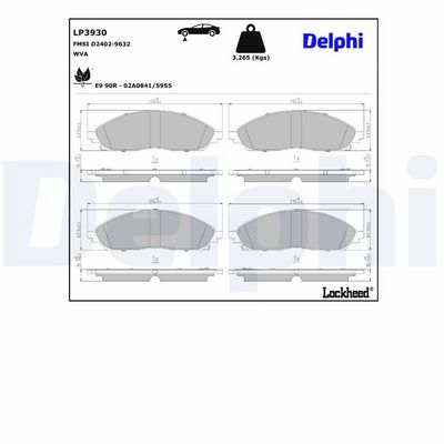 Brake Pad Set, disc brake DELPHI LP3930