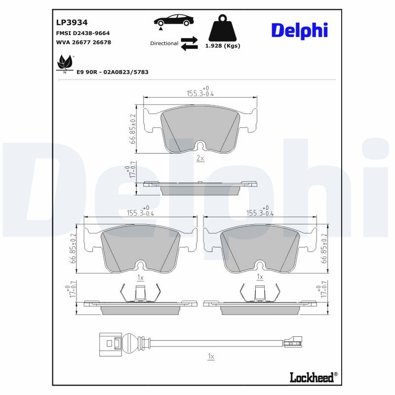 DELPHI LP3934 Brake Pad Set, disc brake