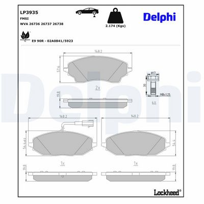 Brake Pad Set, disc brake DELPHI LP3935