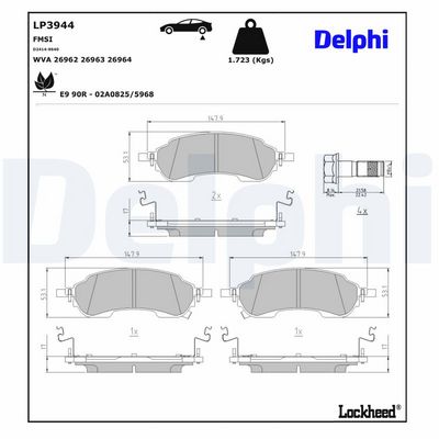 Brake Pad Set, disc brake DELPHI LP3944