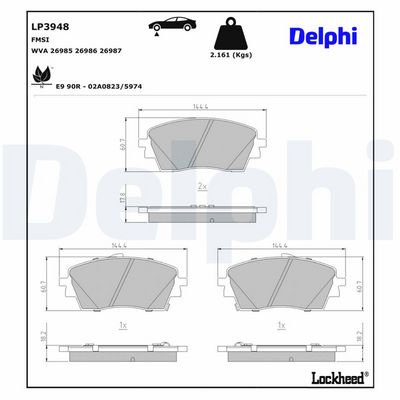 Brake Pad Set, disc brake DELPHI LP3948