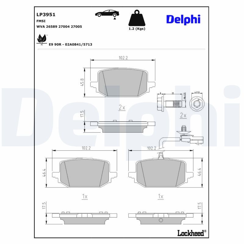 DELPHI LP3951 Brake Pad Set, disc brake