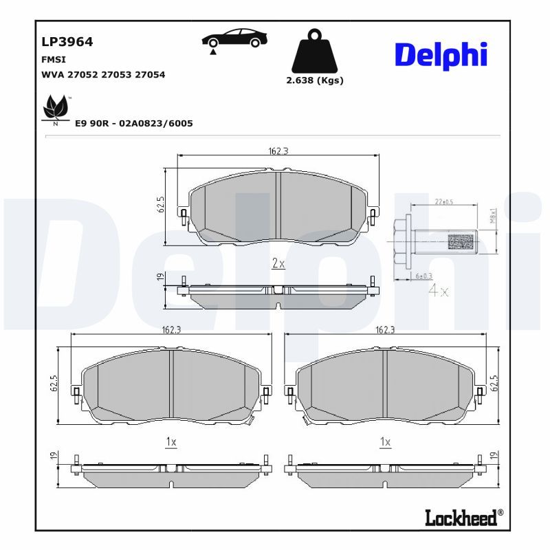 DELPHI LP3964 Brake Pad Set, disc brake