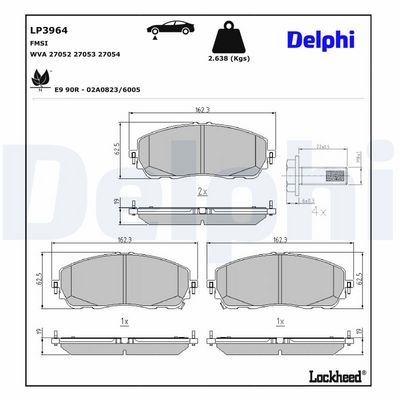 Brake Pad Set, disc brake DELPHI LP3964