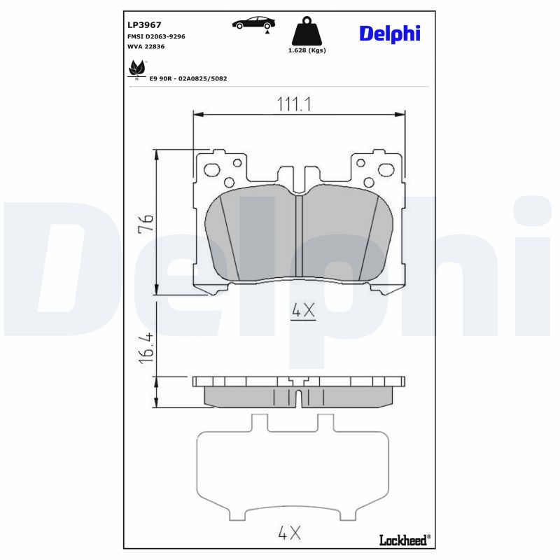 DELPHI LP3967 Brake Pad Set, disc brake