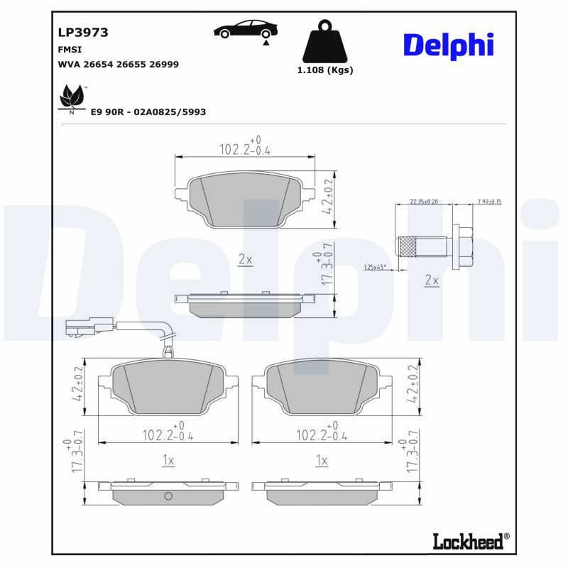 DELPHI LP3973 Brake Pad Set, disc brake