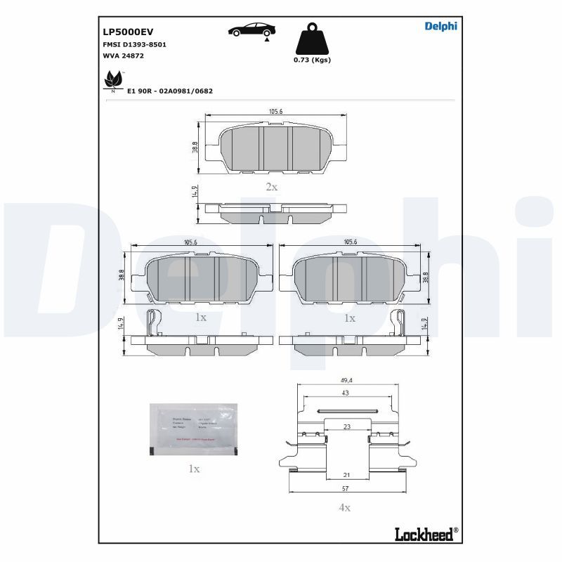 DELPHI LP5000EV Brake Pad Set, disc brake