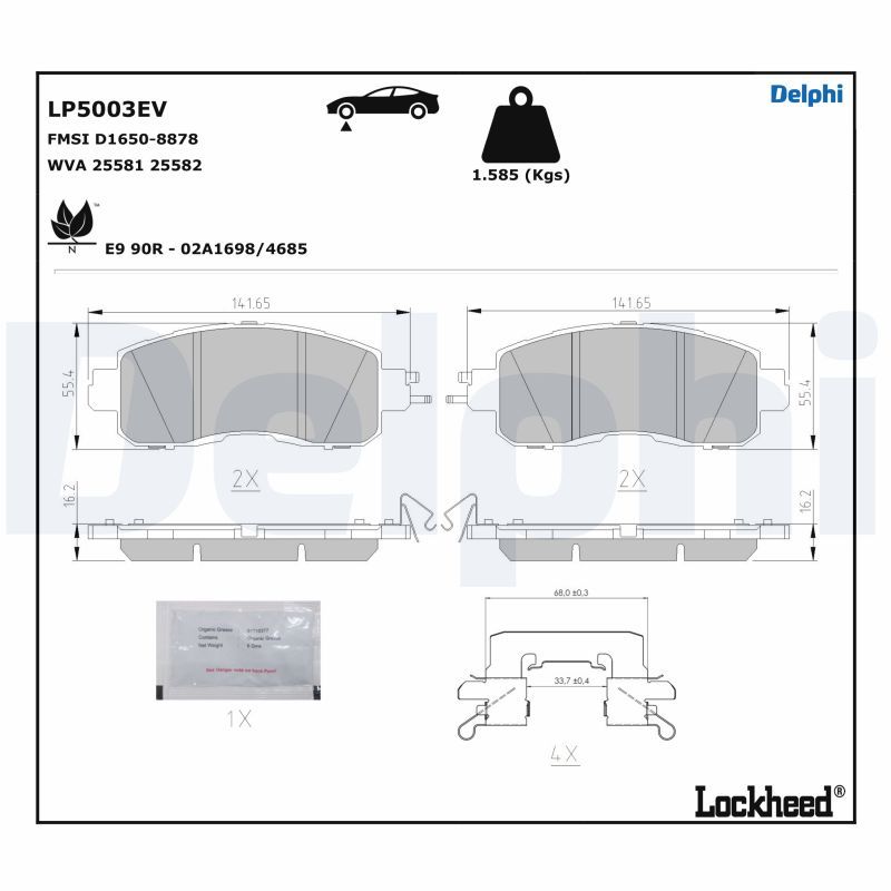 DELPHI LP5003EV Brake Pad Set, disc brake