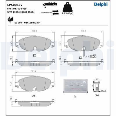 Brake Pad Set, disc brake DELPHI LP5006EV