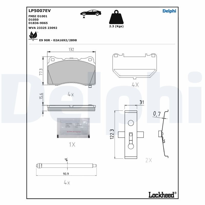 DELPHI LP5007EV Brake Pad Set, disc brake