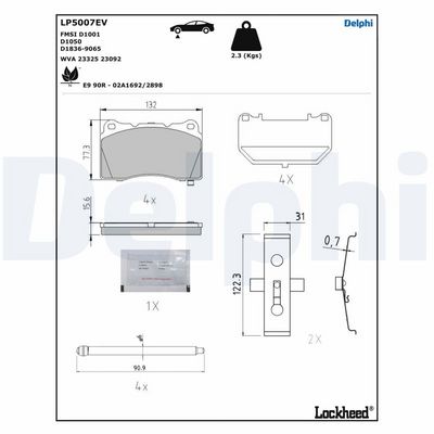 Brake Pad Set, disc brake DELPHI LP5007EV