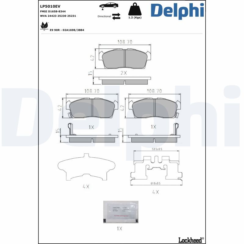 DELPHI LP5010EV Brake Pad Set, disc brake