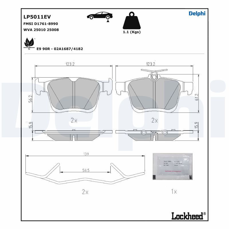 DELPHI LP5011EV Brake Pad Set, disc brake