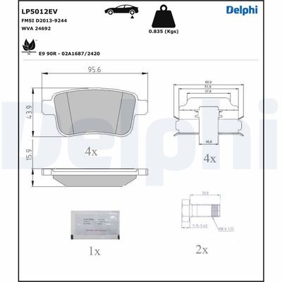 Brake Pad Set, disc brake DELPHI LP5012EV