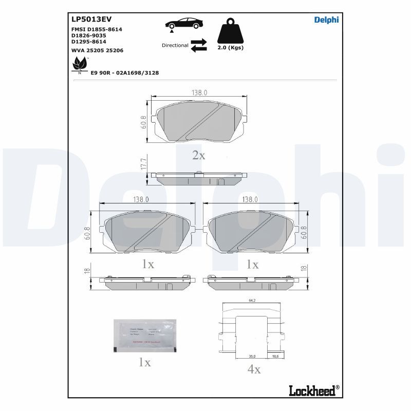 DELPHI LP5013EV Brake Pad Set, disc brake