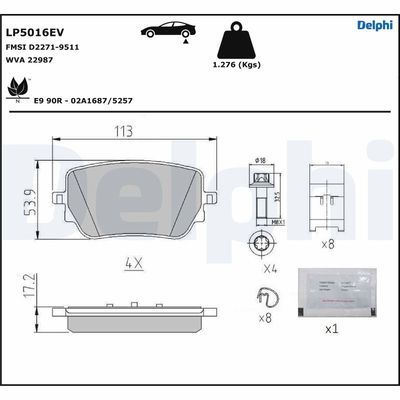 Brake Pad Set, disc brake DELPHI LP5016EV