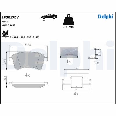 Brake Pad Set, disc brake DELPHI LP5017EV