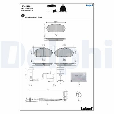 Brake Pad Set, disc brake DELPHI LP5019EV