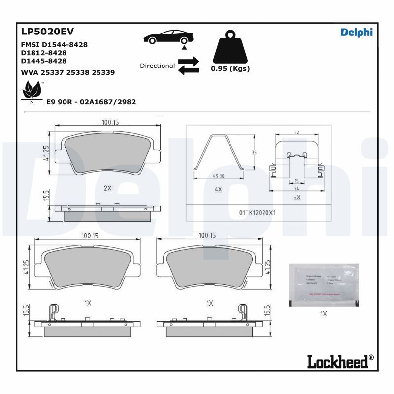 DELPHI LP5020EV Brake Pad Set, disc brake