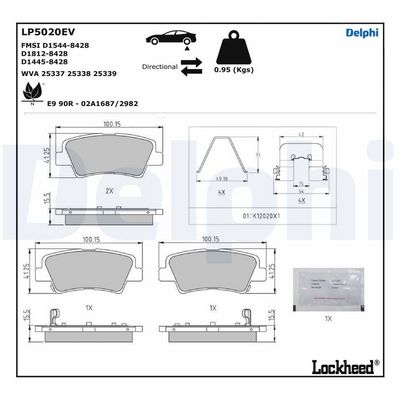 Brake Pad Set, disc brake DELPHI LP5020EV