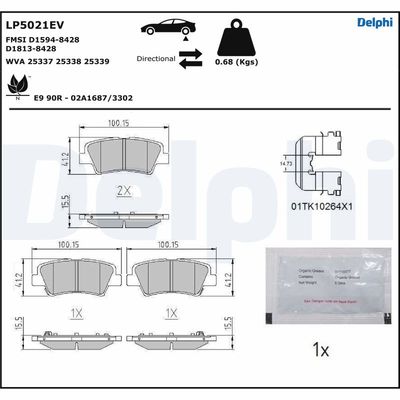 Brake Pad Set, disc brake DELPHI LP5021EV