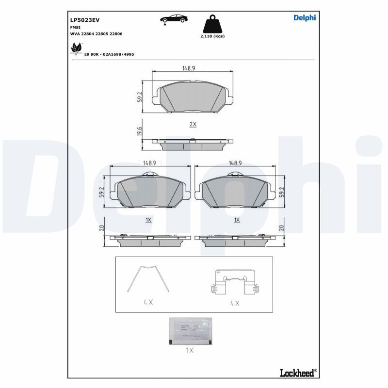 DELPHI LP5023EV Brake Pad Set, disc brake