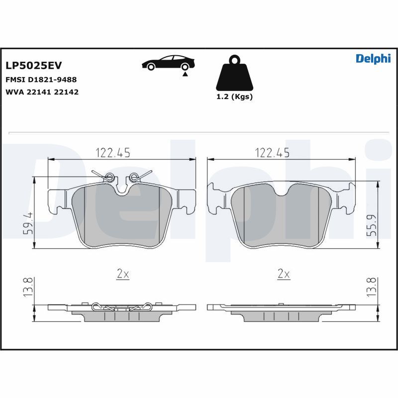 DELPHI LP5025EV Brake Pad Set, disc brake